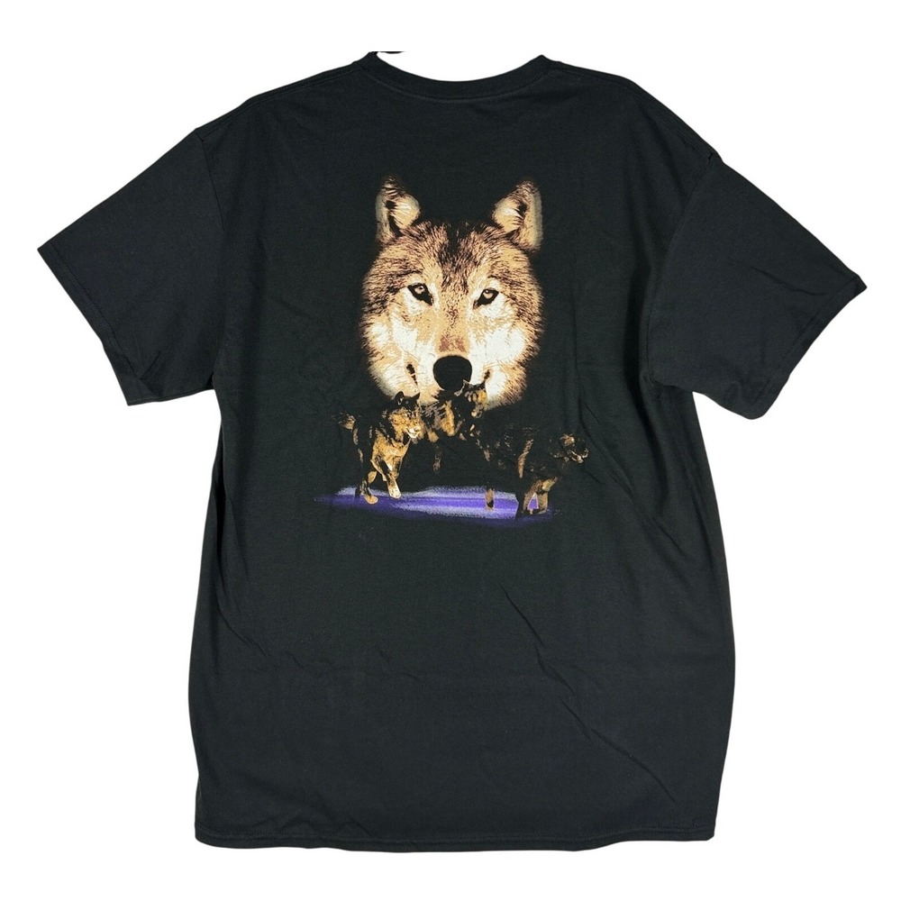 Black Canyon Outfitters Mens Large Black Wolf Graphic T-Shirt Made in USA NWT